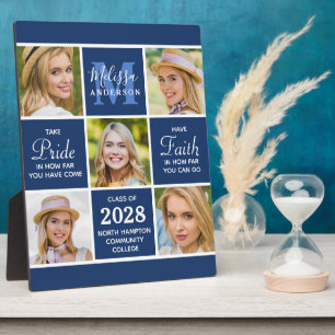 Absolvent 5 FotoCollage Inspirational Navy Blau Fotoplatte