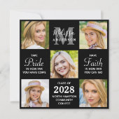 Absolvent 5 Fotocollage Schwarzer Abschluss Ankündigung (Vorderseite)