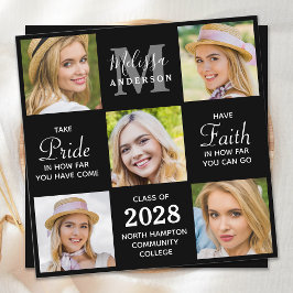 Absolvent 5 Fotocollage Schwarzer Abschluss Einladung