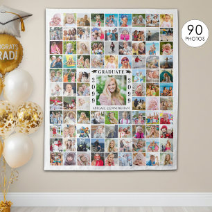 Absolvent 90 Foto-Collage Weißer Hintergrund Wandteppich