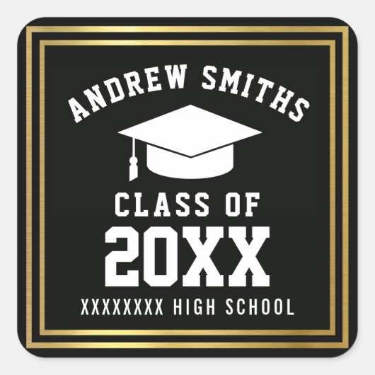 Absolvent/Abschluss Quadratischer Aufkleber (Vorderseite)