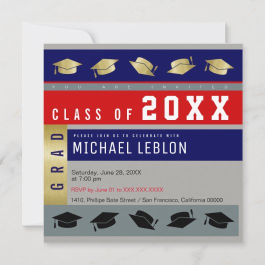 Absolvent/Abschlussfeier stilvoll Einladung (Rückseite)