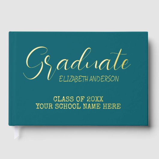 Absolvent Aquamarin Gästebuch (Vorderseite)