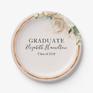 Absolvent Blush & Rose Gold Modern Chic Floral Pappteller