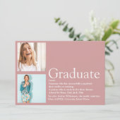 Absolvent Definition 2 Foto Modernes Rosa Einladung (Stehend Vorderseite)