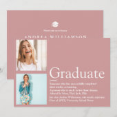 Absolvent Definition 2 Foto Modernes Rosa Einladung (Vorne/Hinten)