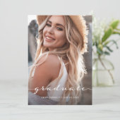 Absolvent | Delikate Schrift und zwei Fotos Ankündigung (Stehend Vorderseite)