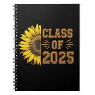 Absolvent der Klasse 2025 Sonnenblume Abschlussfei Notizblock