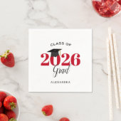 Absolvent der Klasse 2026 Moderne rote Servietten (Beispiel)