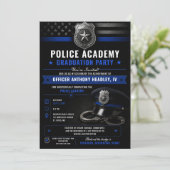 Absolvent der Polizeiakademie Thin Blue Line | Einladung (Stehend Vorderseite)