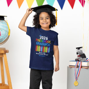 Absolvent der Vorschule 2026 Personalisiertes Blau T-Shirt