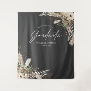 Absolvent Favor Pampas Eukalyptus elegant schwarz Wandteppich