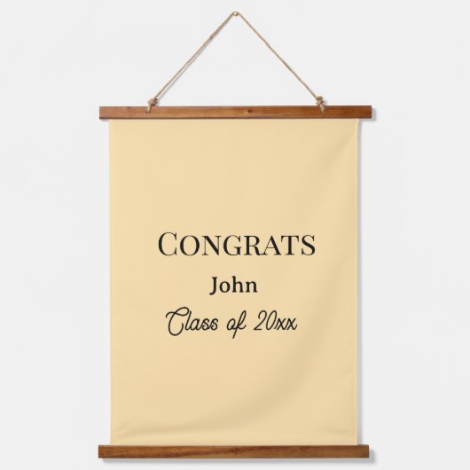 Absolvent Junge Name Gratulation Datum Jahr Text Wandteppich Mit Holzrahmen (Vorderseite)