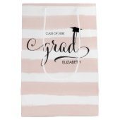 Absolvent-Kappen-Rosa-Streifen Mittlere Geschenktüte (Rückseite)