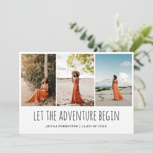 Absolvent | Lass des Abenteuers | Script Simple Einladung (Stehend Vorderseite)