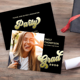 Absolvent Modern Stilvoll Retro Gold  Einladung