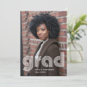 Absolvent | Moderne Disco Typografie und zwei Foto Einladung (Stehend Vorderseite)