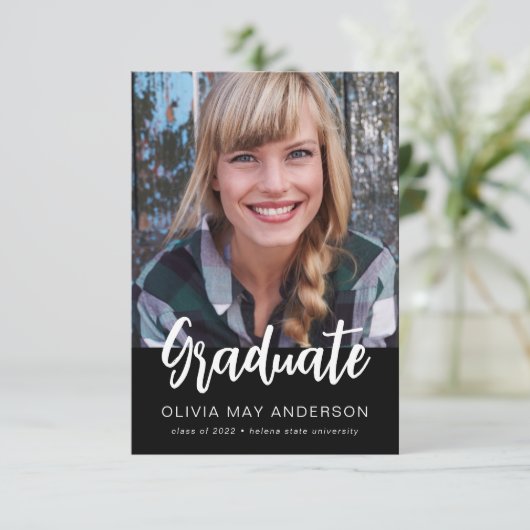 Absolvent | Moderner Foto Abschluss Ankündigung (Stehend Vorderseite)