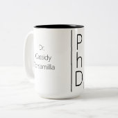 Absolvent Name PhD Zweifarbige Tasse (Vorderseite Links)