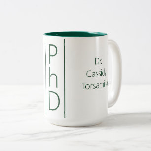 Absolvent Name White Green PhD Zweifarbige Tasse