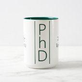 Absolvent Name White Green PhD Zweifarbige Tasse (Mittel)