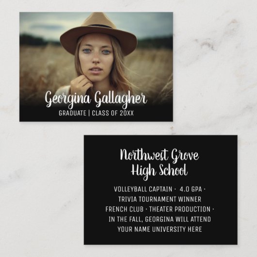 Absolvent-Namen-Skript des Abschluss-modernes Visitenkarte (Vorne/Hinten)