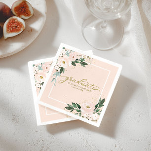 Absolvent Pink Blush Floral Abschlussfeier Serviette