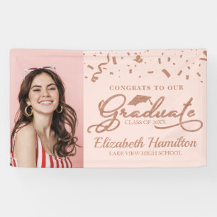 Absolvent Rose Gold Pink Foto Abschlussfeier Banner