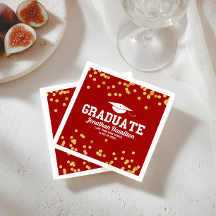 Absolvent Rot Gold Konfetti Abschlussfeier Serviette