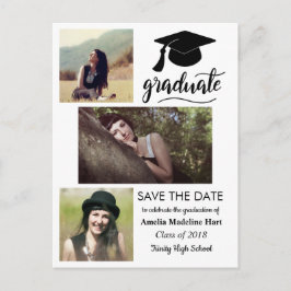 Absolvent | Save the Date drei Foto Postkarte