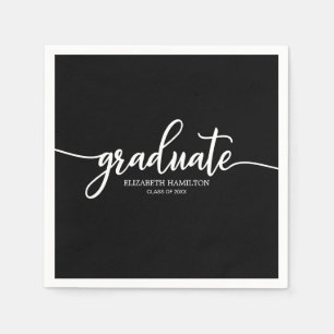 Absolvent Simple Chic Kalligrafie Abschluss Schwar Serviette