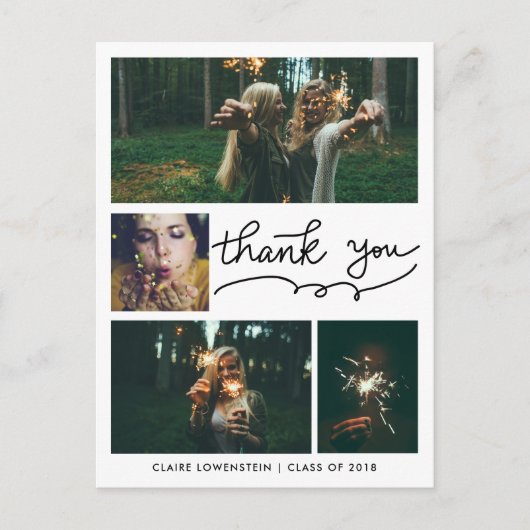 Absolvent | Vier Fotos | Danke Postkarte (Vorderseite)