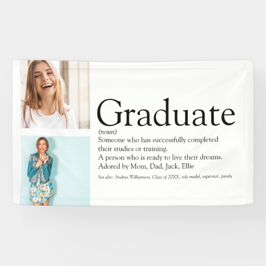 Absolvente Definition 2 Foto Modernes Schwarz und Banner (Horizontal)