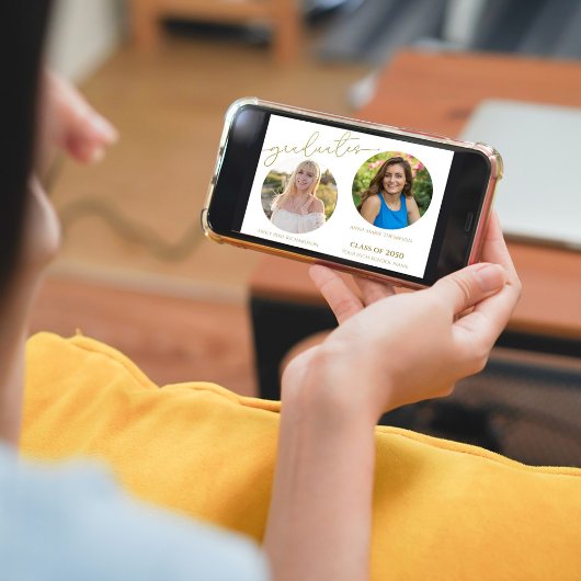 Absolventen 2 Foto Einfach Stilvoll Gold Double Einladung