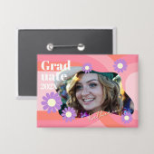 Absolventen-Daisy-Foto Button (Vorderseite/Rückseite)