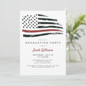 Absolventen der Thin Red Line des Feuerwehrmanns Einladung (Stehend Vorderseite)