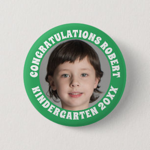 Absolventen-Kindergarten-Gratulation Foto Grün Button