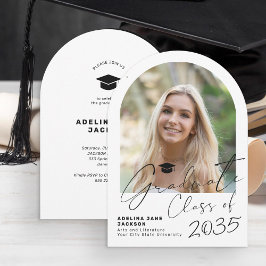 Absolventenbogenfoto moderne Schrift Graduationspa Einladung