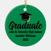 Absolventenfoto 2026 Benutzerdefiniert Grün Schwar Keramik Ornament (Vorne)