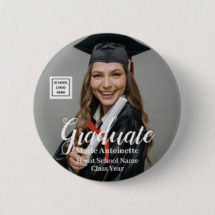 Absolventenfoto mit Schul-Logo Abschluss Button