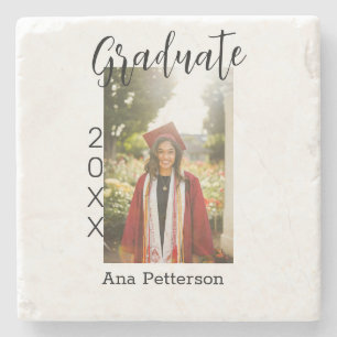 Absolventenfoto moderne Klassiker mit Jahr und Nam Steinuntersetzer