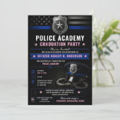 Absolventin der Polizeischule Thin Blue Line | Einladung (Stehend Vorderseite)