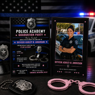 Absolventin der Polizeischule Thin Blue Line Einladung
