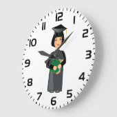 Absolventin in schwarzer Kappe und Robe Große Wanduhr (Winkel)