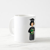 Absolventin in schwarzer Kappe und Robe Kaffeetasse (Vorderseite Links)