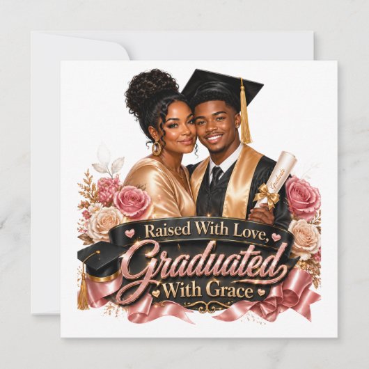 Absolventin mit Grazie Sohn Save The Date (Vorderseite)