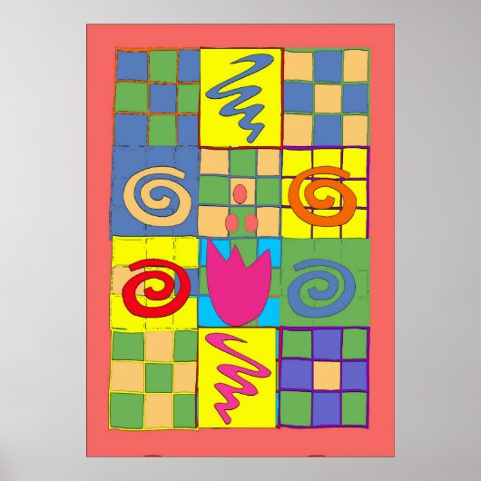 Abstact Design in Squares Poster (Vorne)