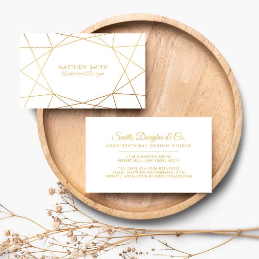 Abstact Geometric Gold Lines Modern Business Card Visitenkarte