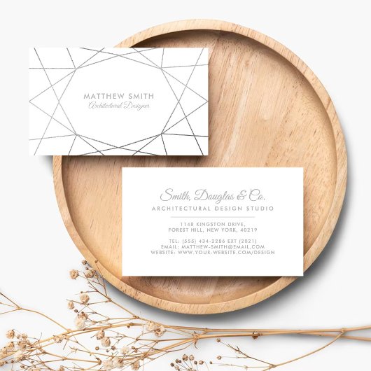 Abstact Geometric Silver Lines Modern Business Car Visitenkarte