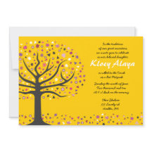Abstact Tree of Life Bat Mitzvah Einladung Gold
